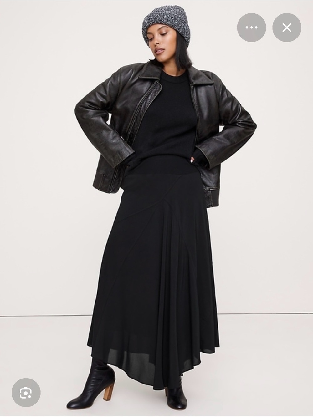 NWT Banana Republic Drapey Georgette Black Maxi Skirt Sz Large